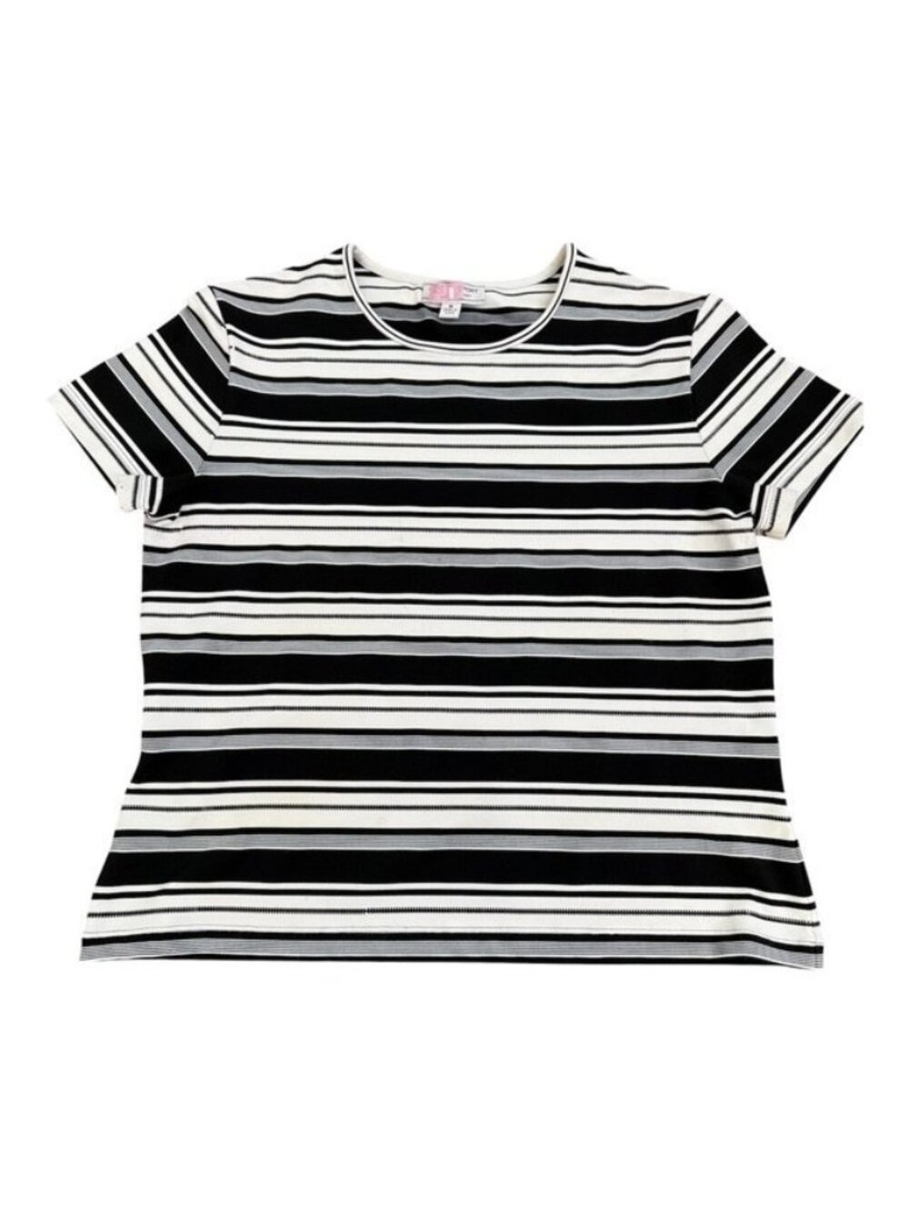 St John Sport by Marie Gray Medium Black White Striped Short Sleeve Shirt USA